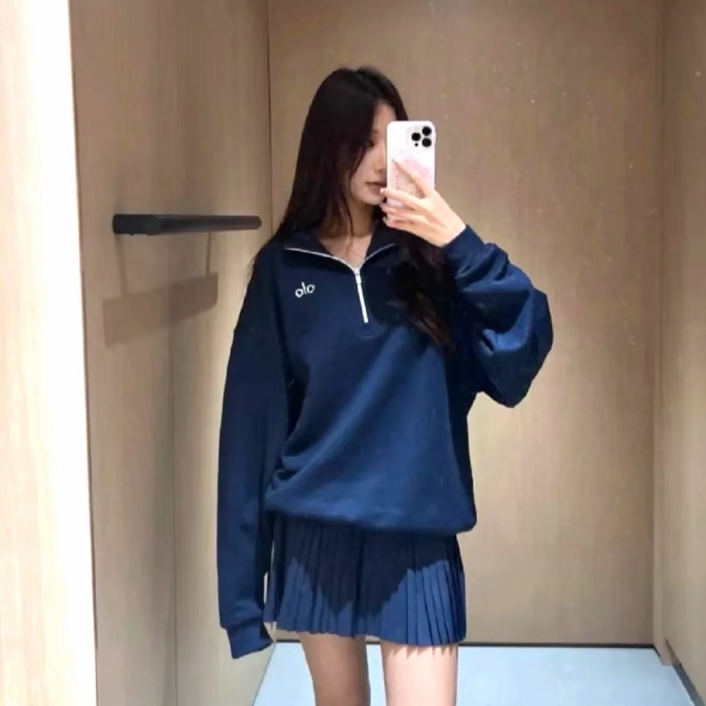 ALO Navy 1/4 Accolade Zip Pullover